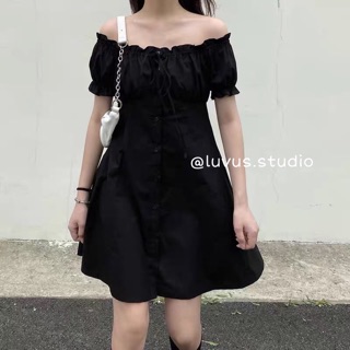 YEUI DRESS ( Váy trễ vai đen basic )