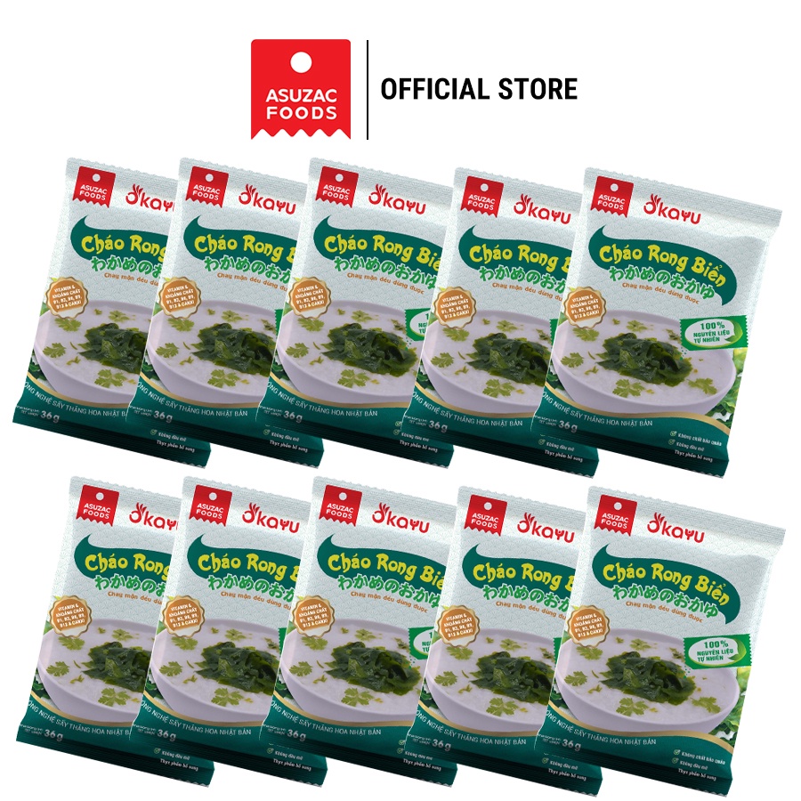 Combo 10 gói cháo rong biển ăn liền Asuzac  - Chay mặn dùng đều được