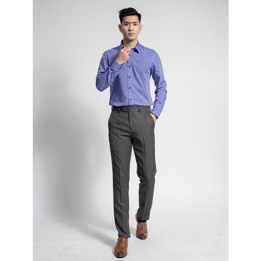 Áo sơ mi dài tay Aristino sợi tre kháng khuẩn, họa tiết kẻ sọc hoa chìm , slim ALS63708