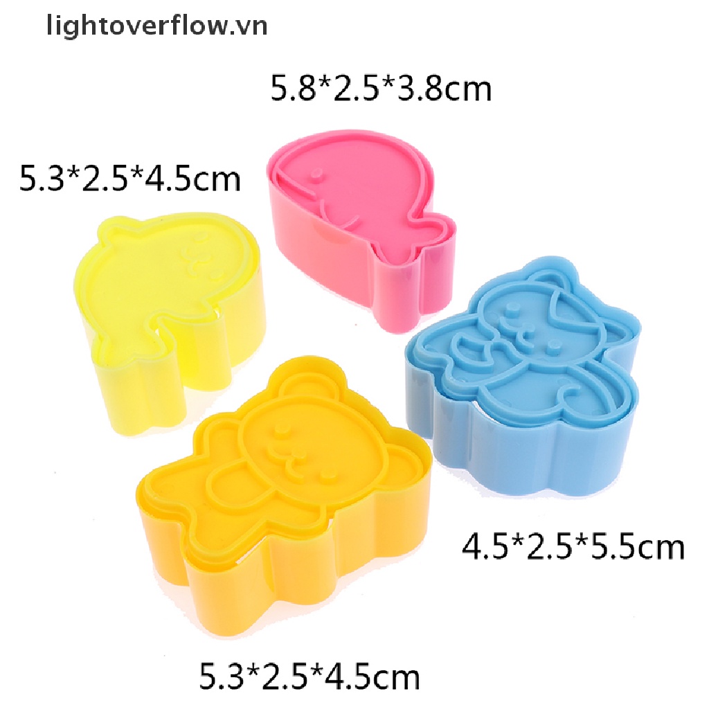 [lightoverflow] 4Pcs/set Cute Samll Dolphin Samll Seal Squirrel Bear Sandwich Cookie Mold Cutter [VN]
