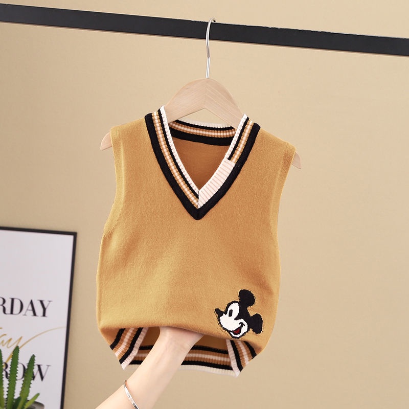 Áo sweater Dệt Kim Không Tay Phong Cách Thời Trang Xuân Thu Mới Cho Bé Trai Và Bé Gái