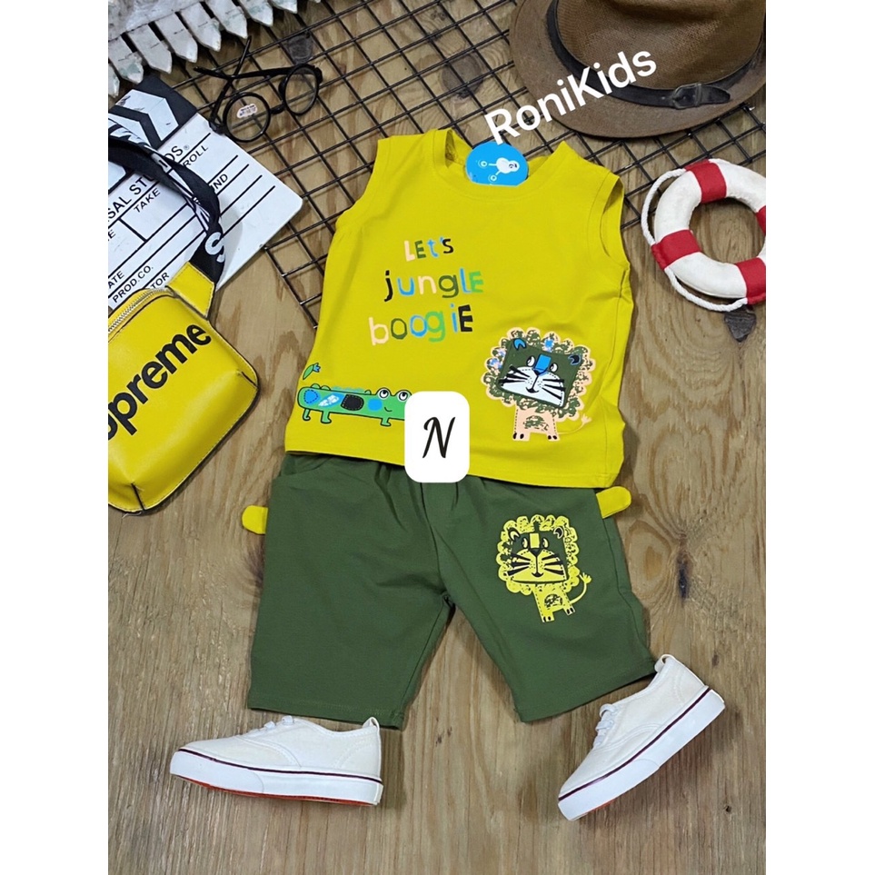 Bộ Sát Nách Hình Hổ Xanh Lá RoniKids cho bé từ 8-25 kg