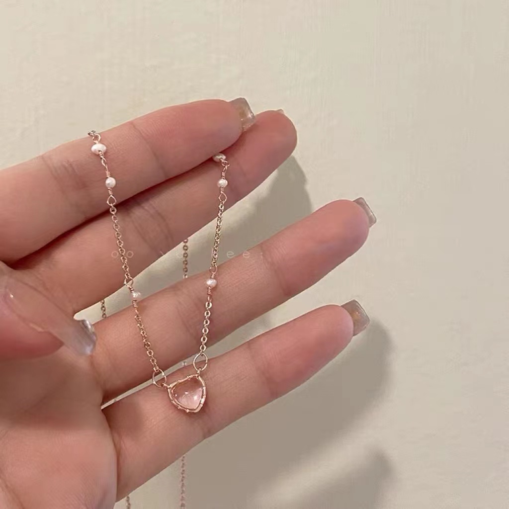 Dây Chuyền Mặt Trái Tim Đính Đá Opal Phong Cách Thời Trang Sang Trọng Dành Cho Nữ