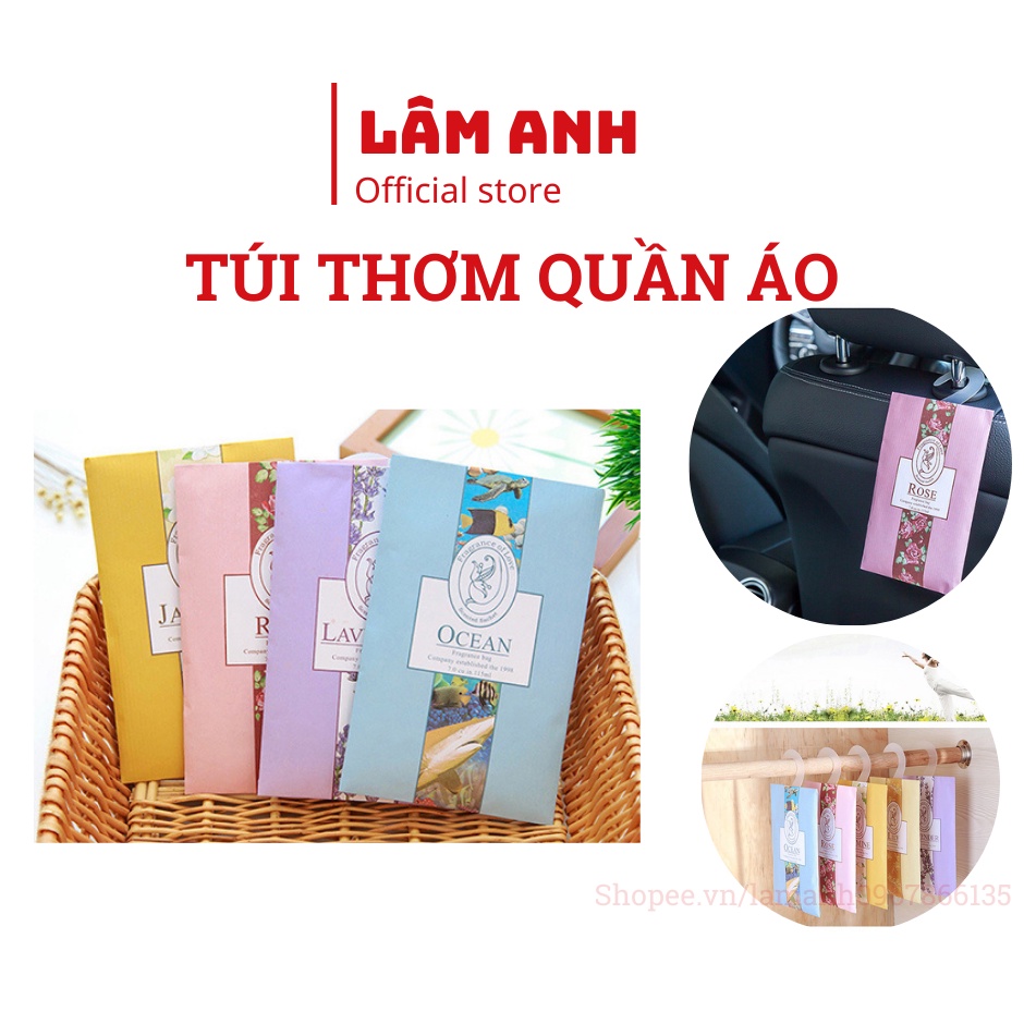 Túi thơm treo tủ quần áo, xe hơi, trong phòng giữ hương lâu/ Túi thơm thảo mộc có móc treo