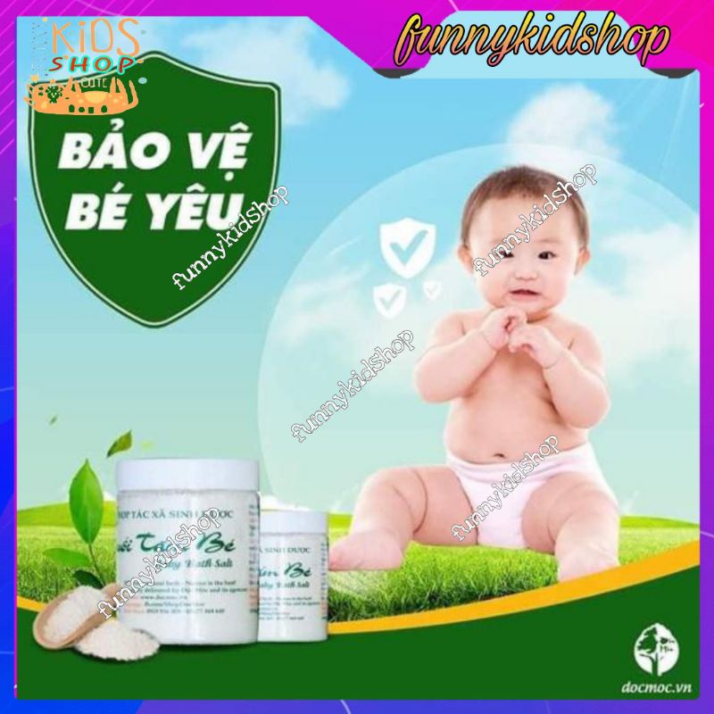 Muối tắm bé Sinh dược Độc Mộc , Muối tắm bé thảo dược , mẹ và bé sơ sinh , hết rôm sảy, mề đay tặng cốc