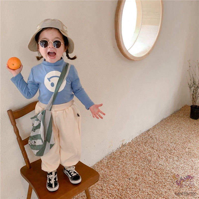 Áo thun bé gái tay dài in hình hoạt hình đơn giản dễ thương