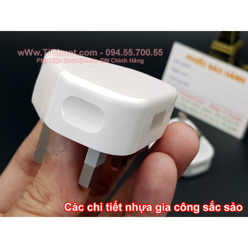 Sạc iP 5W Chân Cắm 3 Chấu chuẩn UK/ Singapore Chính Hãng