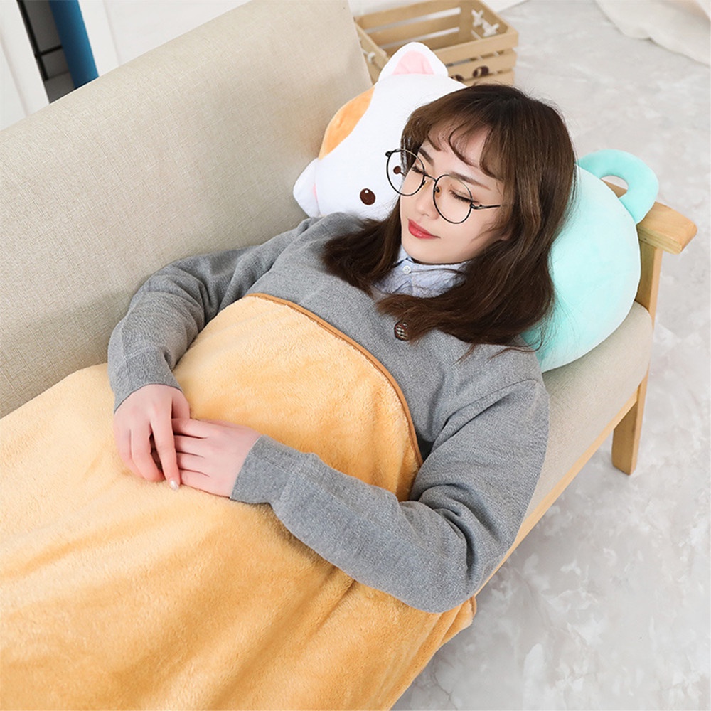 Bộ Chăn Gối Ngủ Trưa 3 Trong 1 Kiểu Động Vật Hoạt Hình Dễ Thương