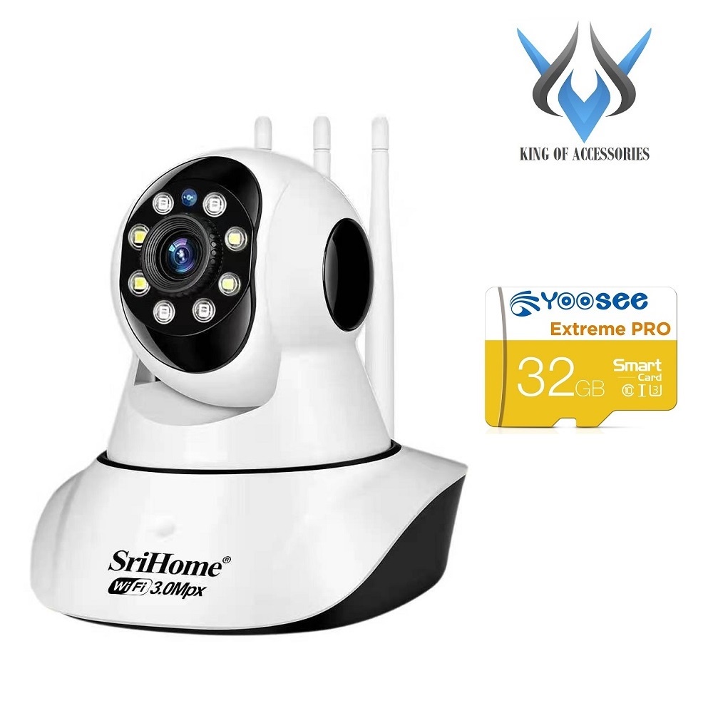 Camera IP Wifi SriHome SP029 3 Râu 3MP FullHD+ 1536P, Có màu ban đêm, Xoay 355 độ (Trắng) - 4 phân loại tùy chọn -pk1986