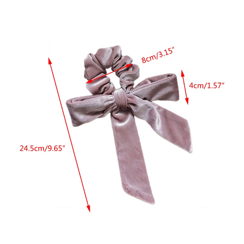 Dây Buộc Tóc Vải Nhung Thắt Nơ Ruy Băng Màu Trơn Co Giãn Phong Cách Vintage Dành Cho Nữ