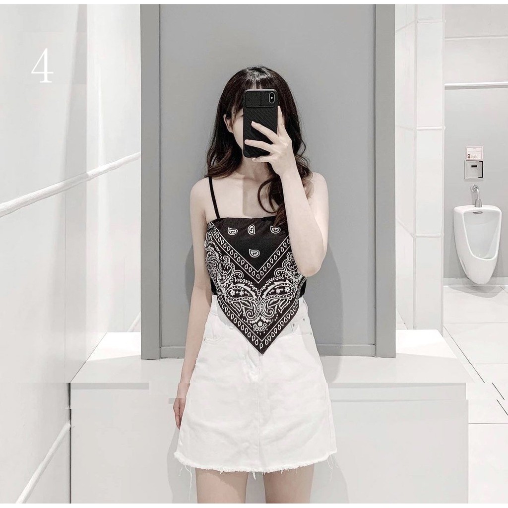 Áo 2 Dây Bozip Thổ Cẩm PEONYB Nữ [FREESHIP]  Thun body dáng ôm, phông họa tiết mặc đi biển màu TRẮNG | ĐEN Ulzzang