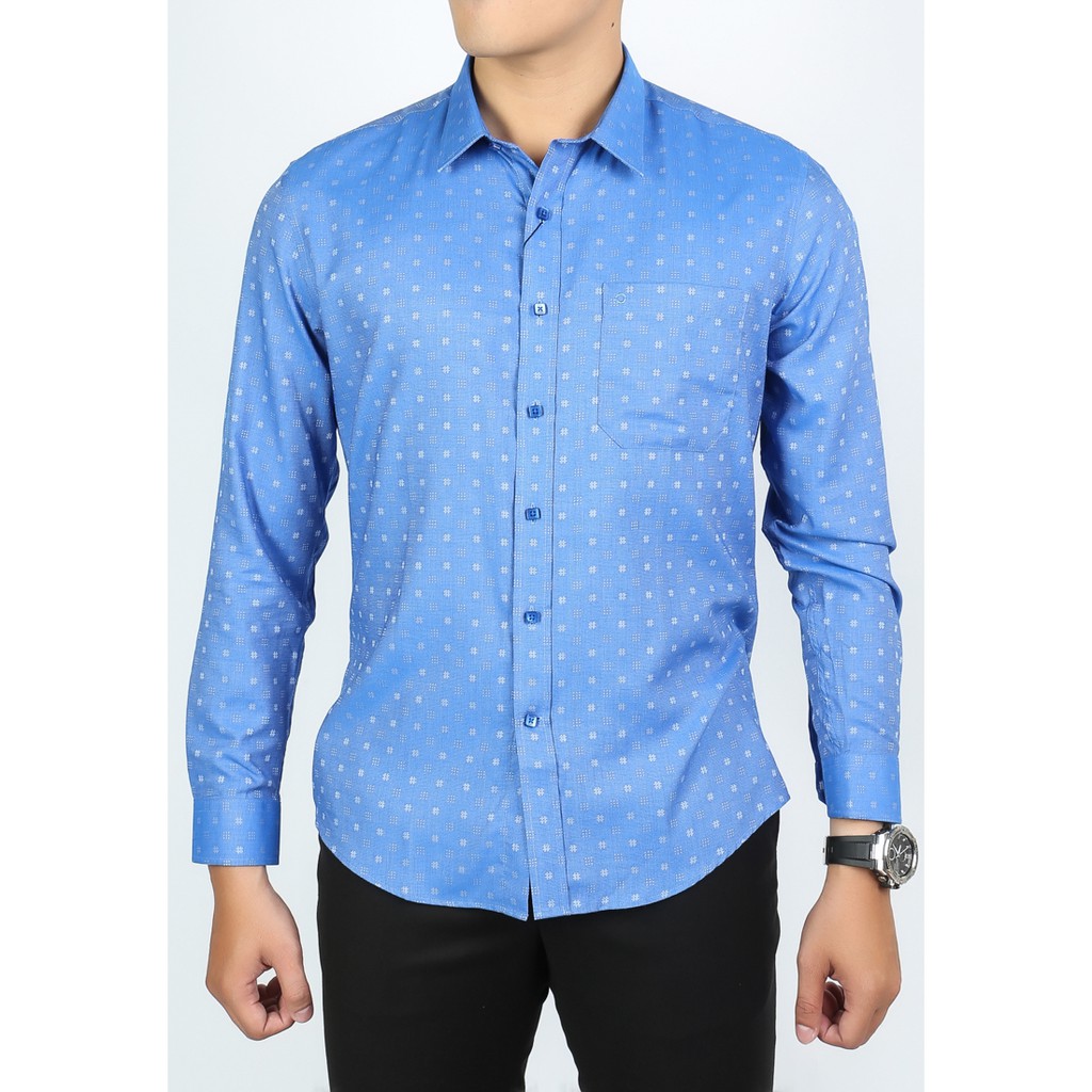 Áo sơ mi dài tay Owen Regularfit màu xanh họa tiết - AR90023D