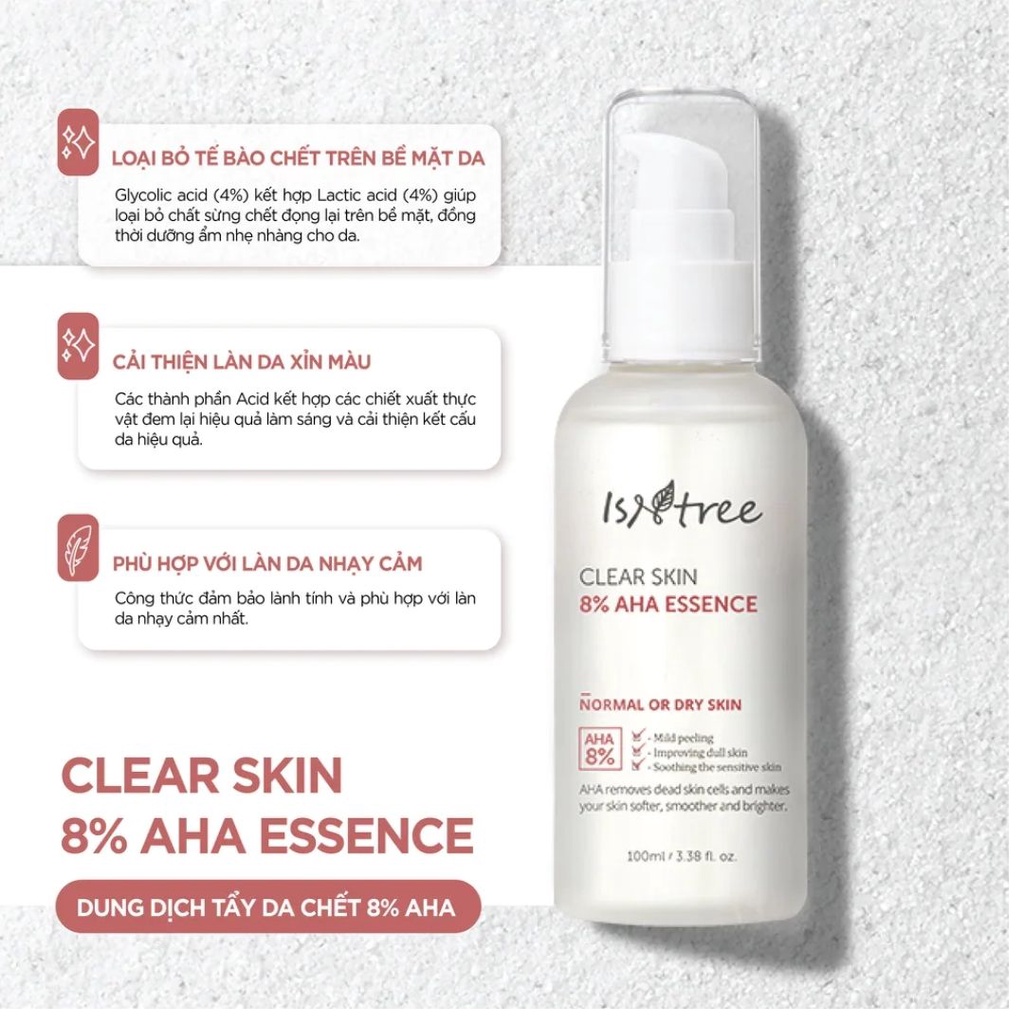 Dung Dịch Tẩy Tế Bào Isntree Clear Skin 8% AHA Essence