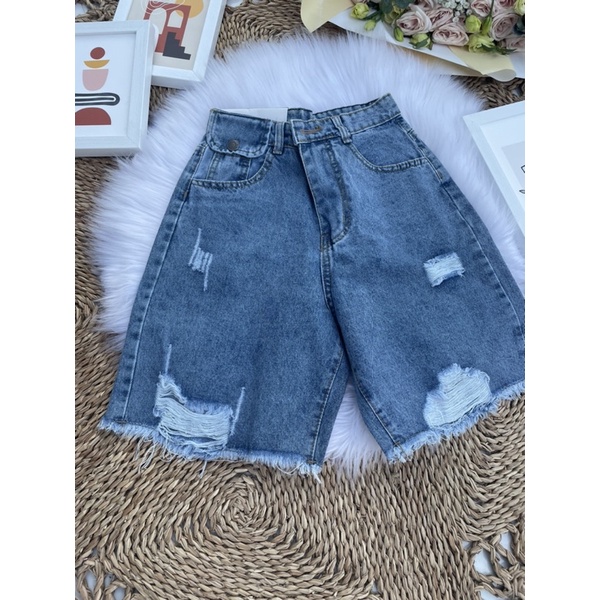 Quần jean ngố nữ bigsize quần jean ngố lưng cao quần jean ngố ống rộng rách LUMISA | BigBuy360 - bigbuy360.vn