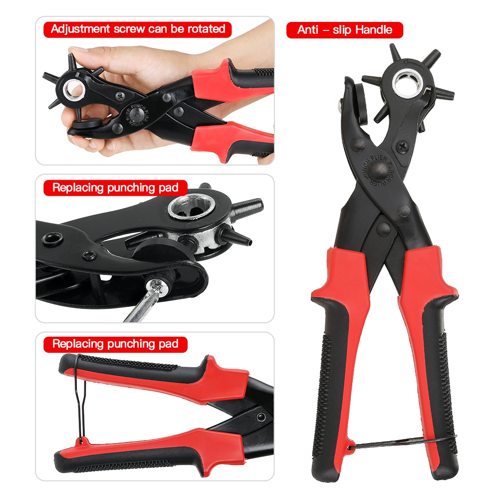 Kìm bấm lỗ EKEZ cho dây da đồng hồ thắt lưng giày dép bìa cứng loại 10 size 6 lỗ