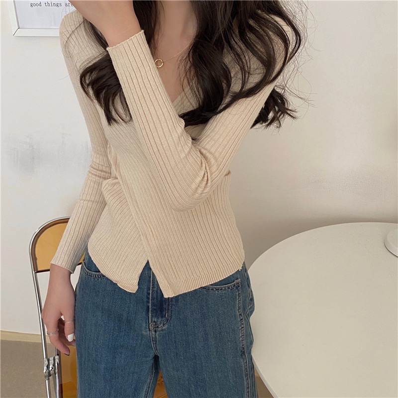 Áo len tăm kiểu nữ Dài tay Sang trọng Thu Đông Ulzzang Hàn Quốc Áo len nữ kiểu Tay dài Thời trang | BigBuy360 - bigbuy360.vn