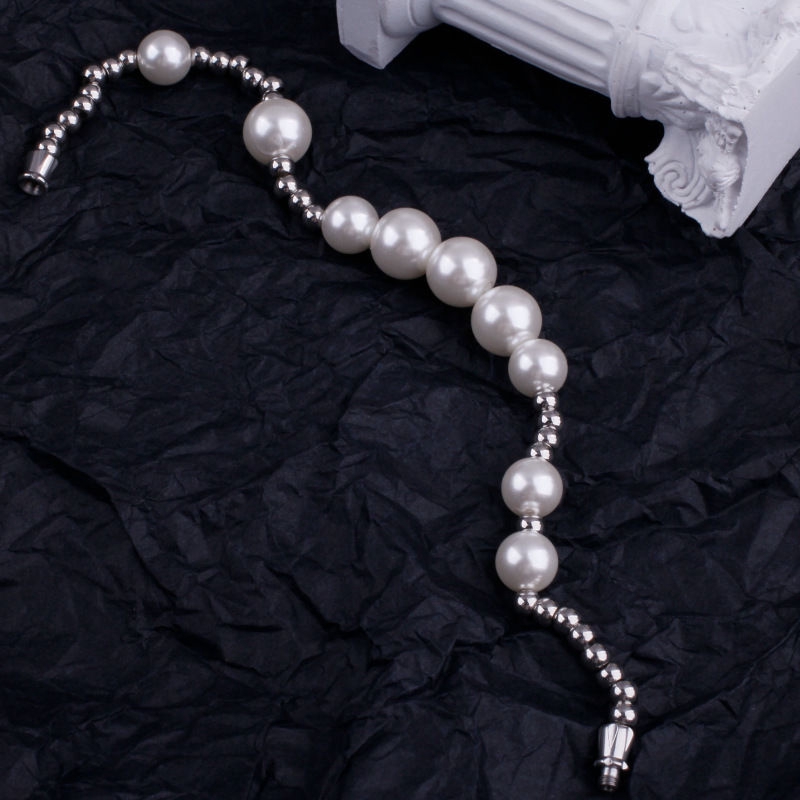 Vòng đeo tay đính hạt ngọc trai nhân tạo dễ phối đồ thời trang hip hop đơn giản độc đáo cho cặp đôi 22420