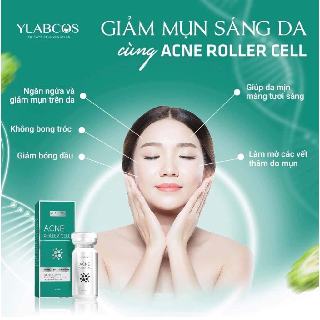 Tinh Chất Mụn Acne Roller Cell Ylabcos,Chai 10ml,Hỗ trợ ngừa mụn,làm mờ vết thâm mụn,giúp da tươi sáng,không bong tróc