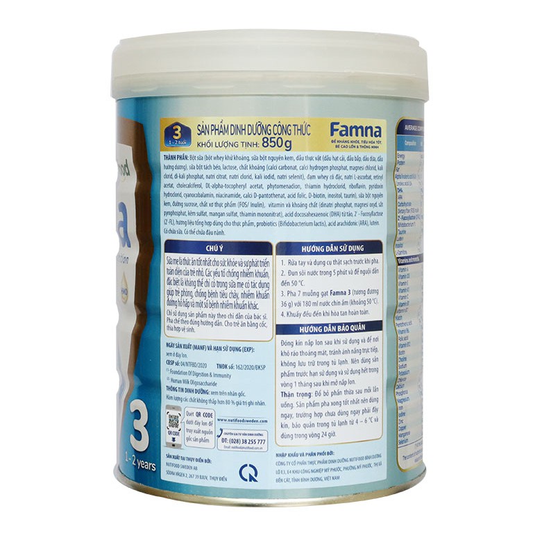 Sữa bột nutifood Famna số 3 850g