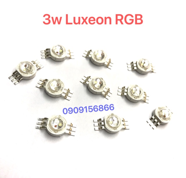 Led luxeon hạt 3W, 3 chân ( đổi màu) ,10 bóng/1 túi) rgb | BigBuy360 - bigbuy360.vn
