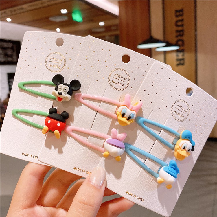 Set 2 kẹp tóc bấm hoạt hình cực xinh hình Minnie, mickey, donal cho bé - kẹp tóc bé gái