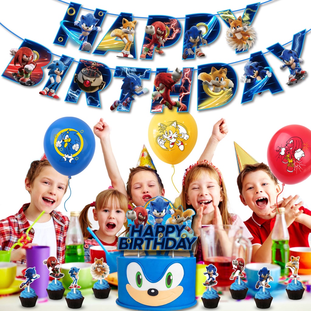 Bộ Bong Bóng Trang Trí Tiệc Sinh Nhật Chủ Đề Nhím Sonic
