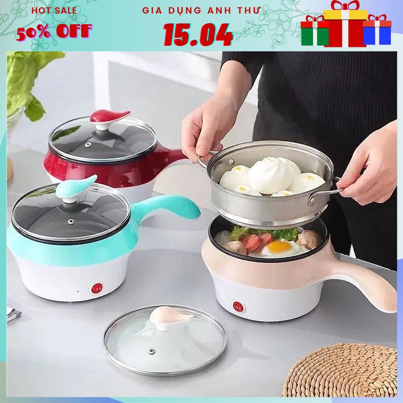 [Rẻ vô địch] Nồi Lẩu Hấp Mini 2 Tầng 18cm Đa Năng Chống Dính 2 Trong 1 -BH 12 tháng