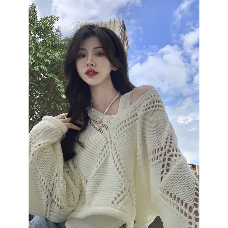 Áo Len Nữ Dài Tay Cổ Chữ V Form Rộng Thời Trang Hàn Mới