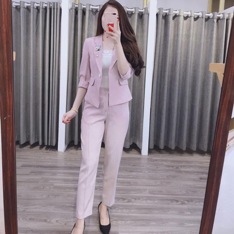 Bộ vest nữ công sở Cao Cấp Hằng Diện Shop màu hồng