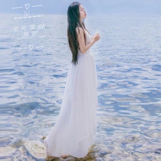 ĐẦM MAXI TRẮNG.  ĐAN LƯNG