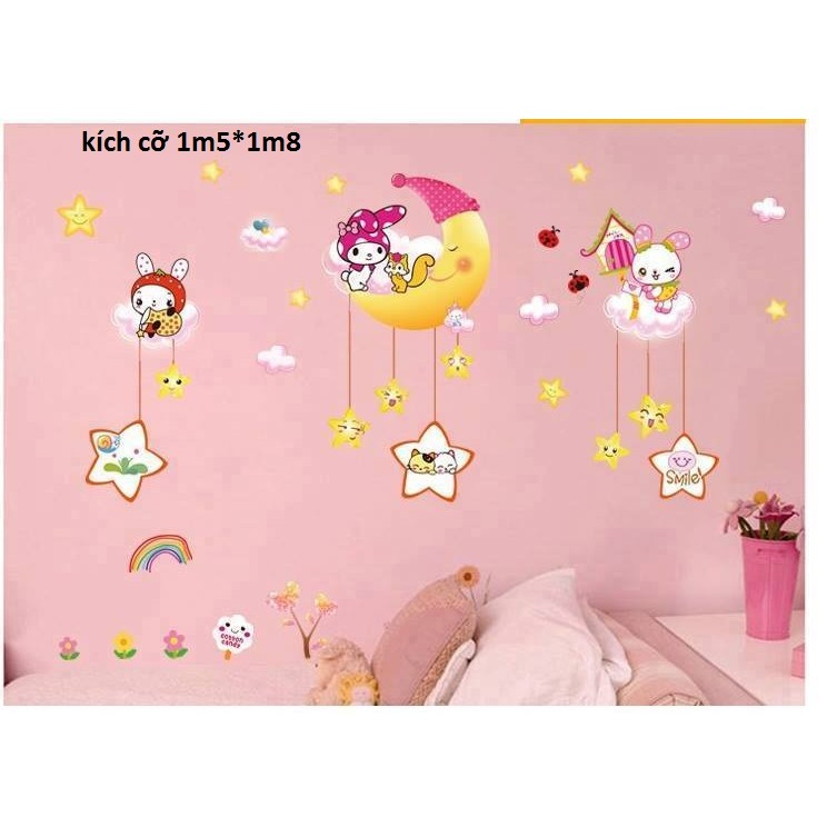 decal dán tường thỏ trắng