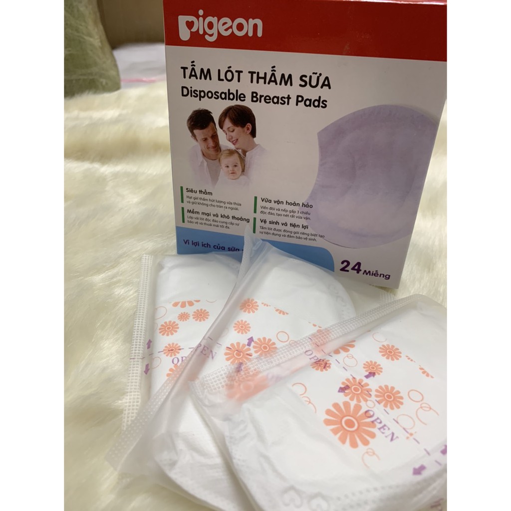 [THẮM ĐINH] Miếng lót thấm sữa Pigeon hộp 24 miếng dùng 1 lần