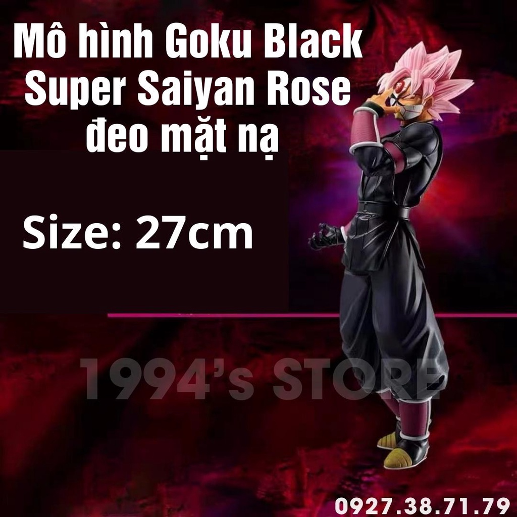 Mô hình Figure Dragon Ball Goku Black Super Saiyan Rose đeo mặt nạ cao 27cm cực ngầu, chi tiết mô hình 7 viên ngọc rồng