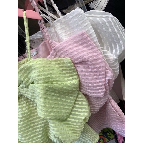 Set áo nơ 2 dây quần short chất xốp có lớp lót lụa hàng thiết kế siêu đẹp