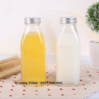Combo 10 lọ thủy tinh vuông 350ml nắp bạc giá 160k