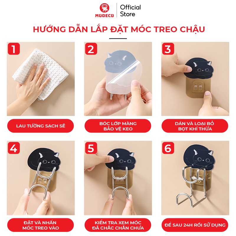 Móc Dán Tường Treo Chậu, Thau , Thớt, Đồ Dùng Phòng Tắm, Nhà Bếp - Inox Thép Không Gỉ Keo Dính Siêu Chắc - Modeco