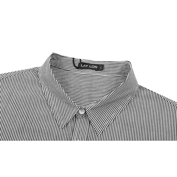 Áo sơ mi Nelly Heybig cộc tay kẻ sọc xám