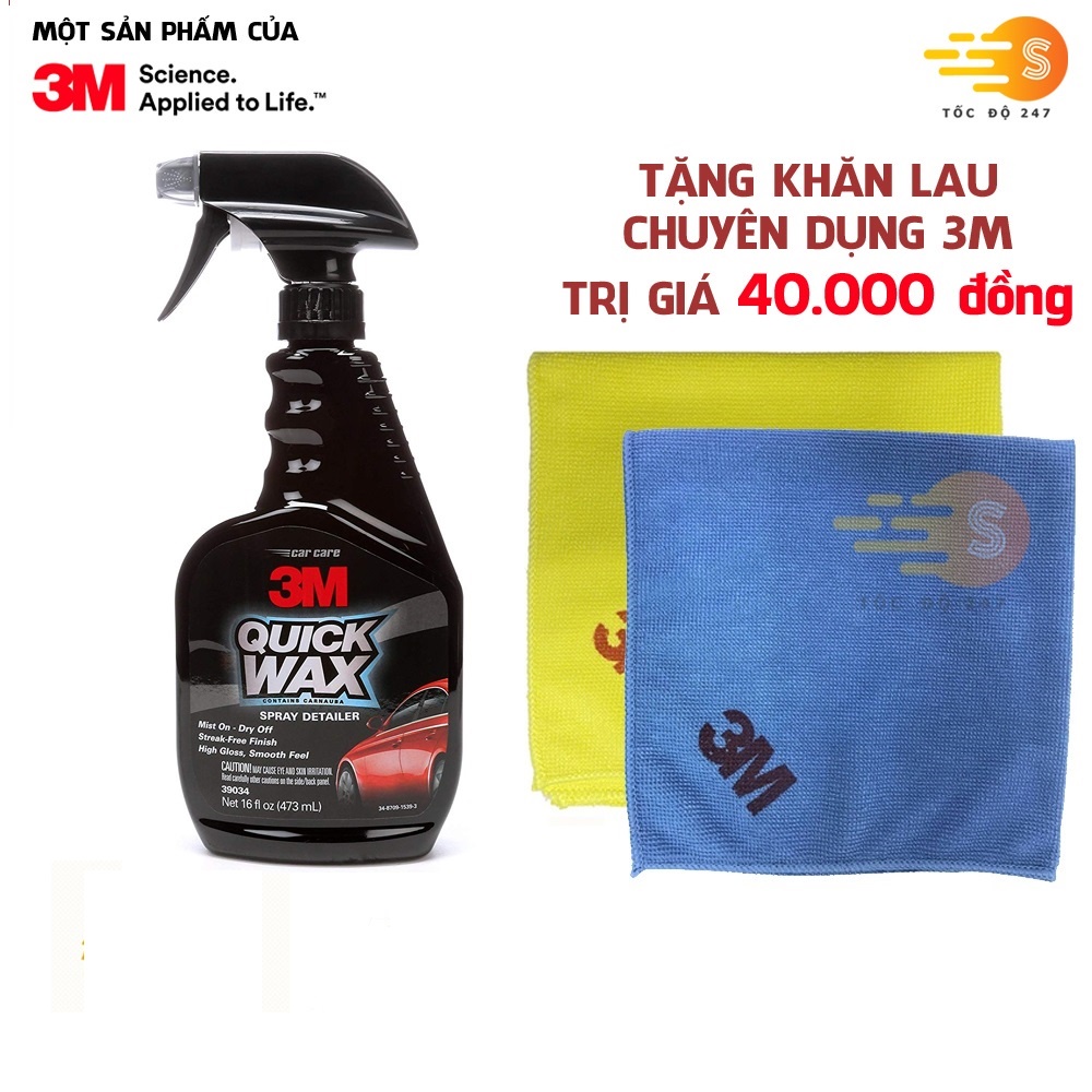Chai xịt tăng độ bóng sơn ô tô 3M 39034 Hàng Mỹ dung tích 473ml tặng kèm khăn lau ô tô chuyên dụng 3M màu ngẫu nhiên