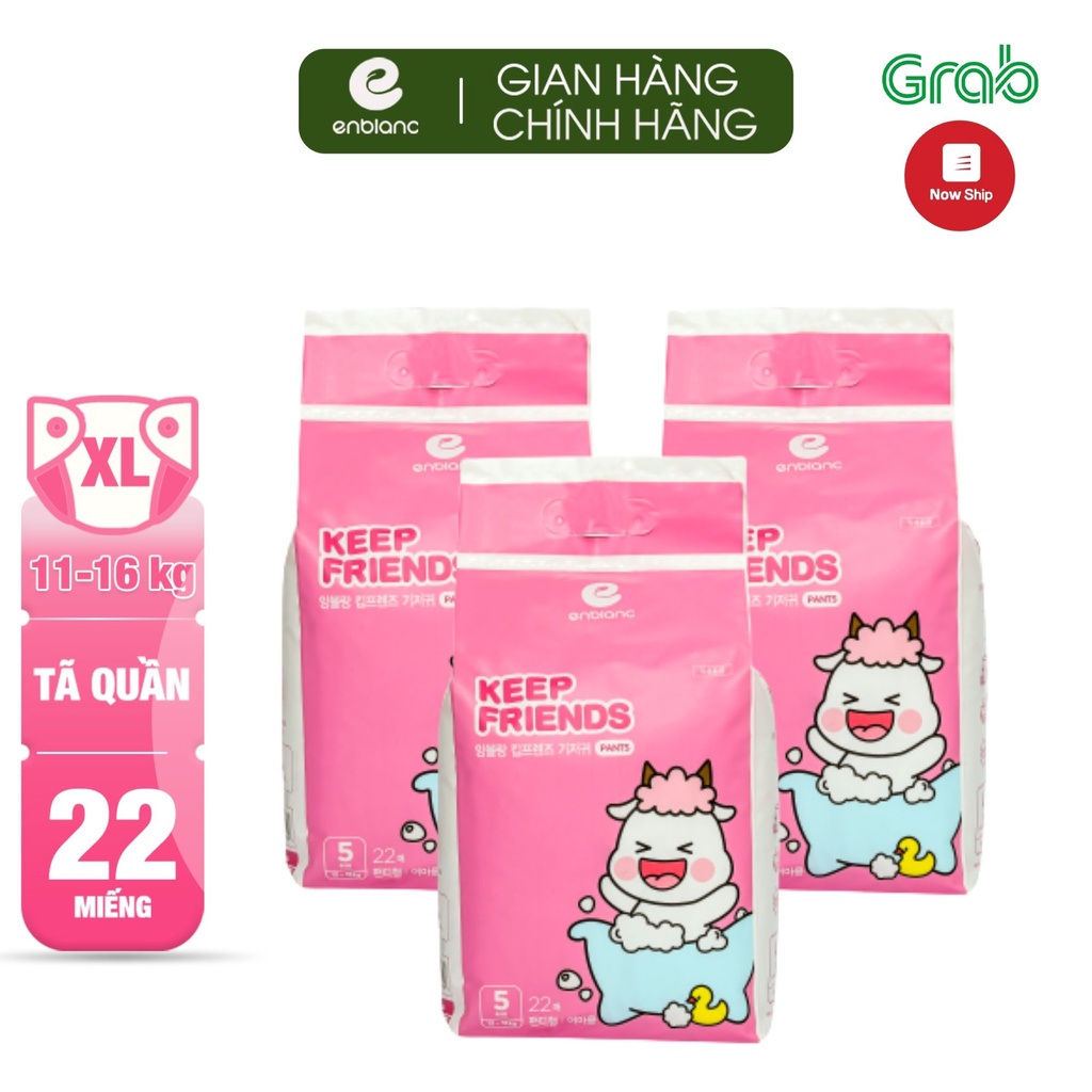 (tặng khăn mini) Tã bỉm quần ENBLANC KEEP FRIENDS Nội Địa Hàn Size L26/XL22/XXL18