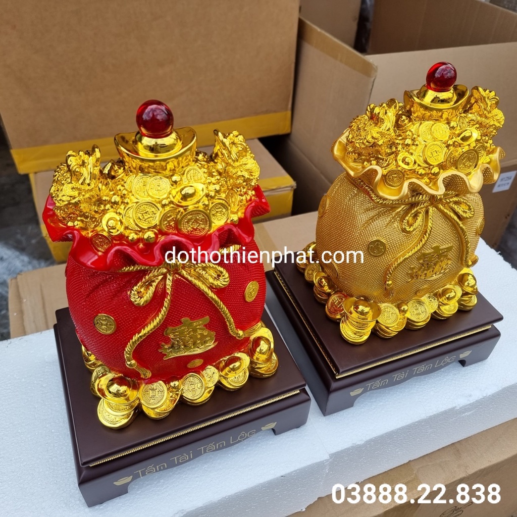 Túi vàng tài lộc phong thủy màu đỏ loại 1 rẻ nhất thị trường