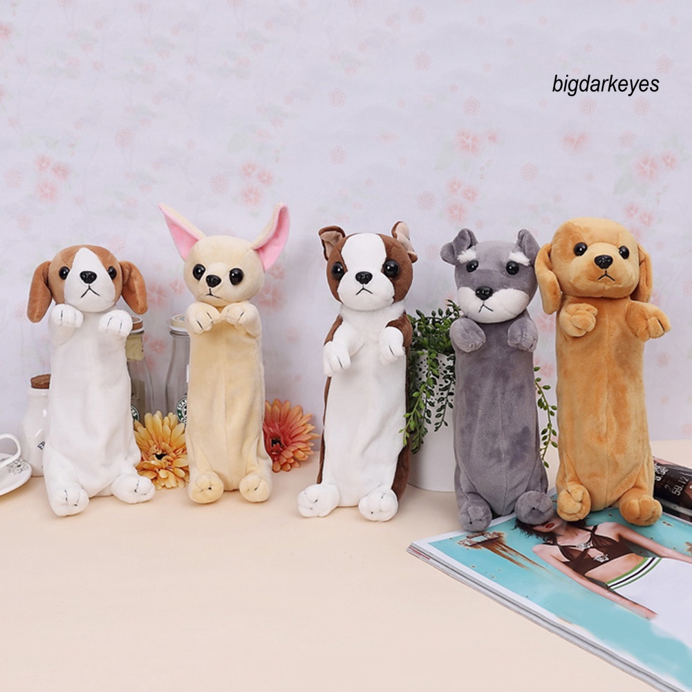 Nyt- Túi Đựng Bút / Đồ Trang Điểm Hình Chú Chó Hoạt Hình 3D Bằng Lông Nhung