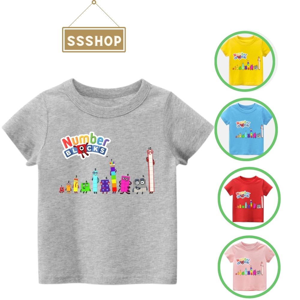 Áo thun bé trai và bé gái in hình Numberblocks , Chất liệu cotton thoáng mát mềm mịn, Hình in không bong tróc SSSHOP 03