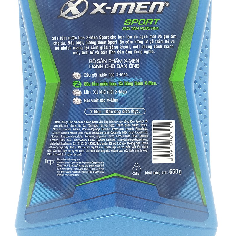 SỮA TẮM XMEN 650G