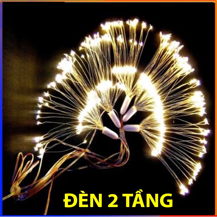 Dây đèn led pháo hoa 5 chùm 2 tầng 3 tầng nhiều màu chớp nháy cắm điện 220V chống nước trang trí têt