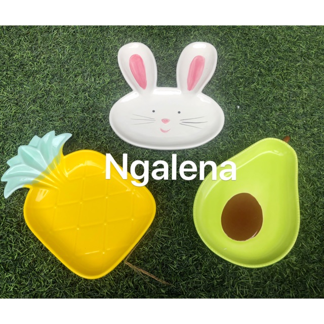 Đĩa sứ Ngộ nghĩnh thỏ, dứa, bơ - Gốm sứ cao cấp
