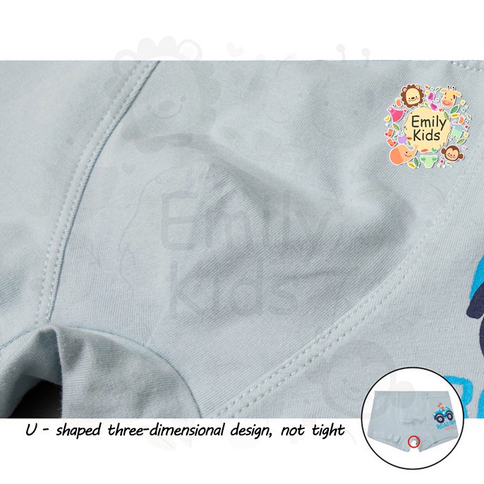 Bộ 5 Quần Lót Boxer Cotton Tinh Khiết Kháng Khuẩn Thoải Mái In Họa Tiết Phương Tiện Hoạt Hình Cho Bé Trai 3-12 Tuổi