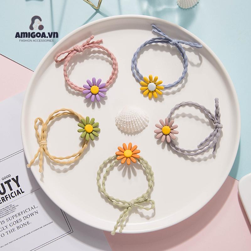 Dây Buộc Tóc Cao Su Họa Tiết Hoa Cúc Dễ Thương Xinh Xắn