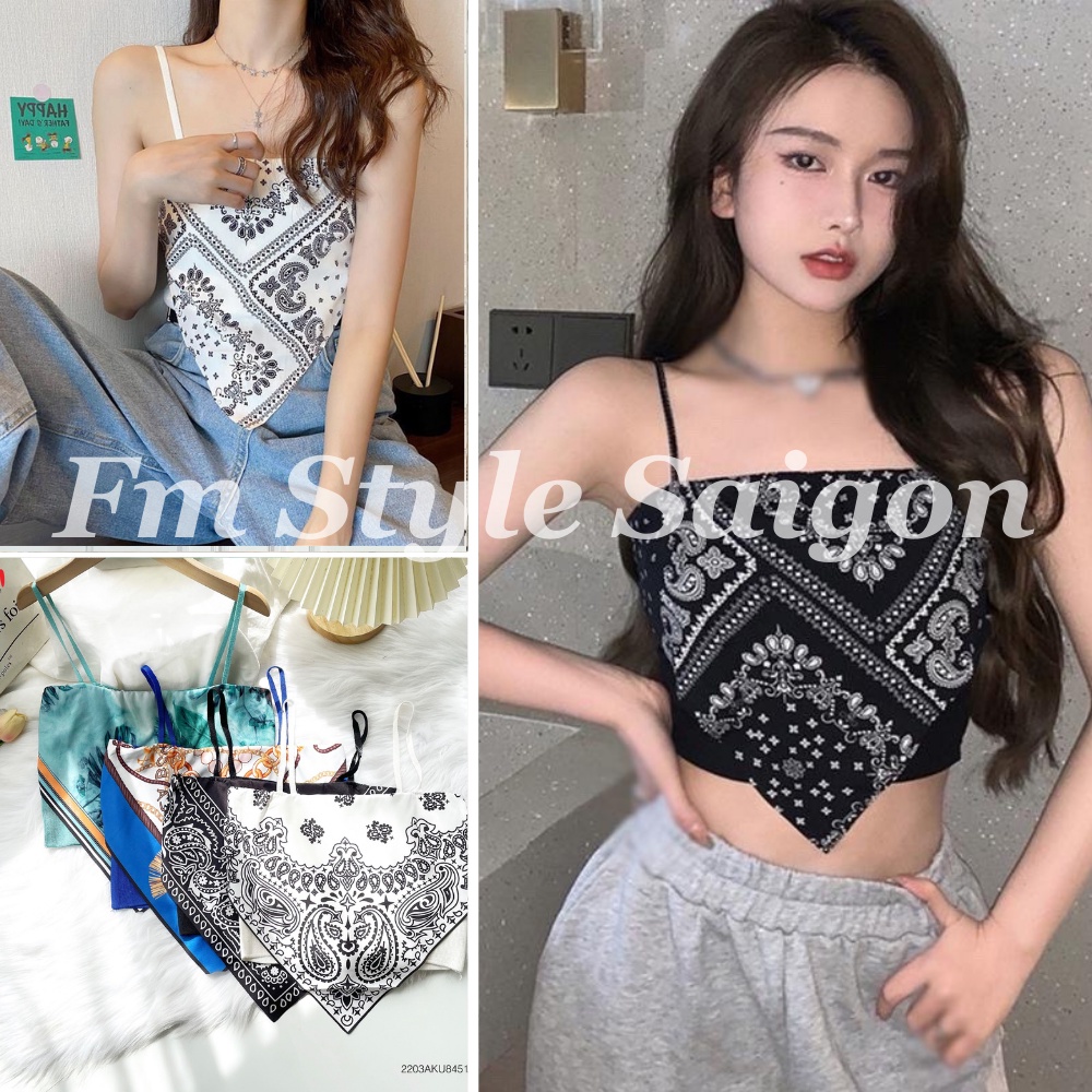 Áo Yếm 2 Dây Thổ Cẩm Mềm Mịn Có Mút Ngực | Áo Yếm Hai Dây Dạo Biển Thời Trang Retro | Fmstyle Saigon 220318044