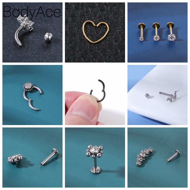 1 Set Khuyên Tai Bằng Thép Không Gỉ Đính Đá Zircon Thời Trang