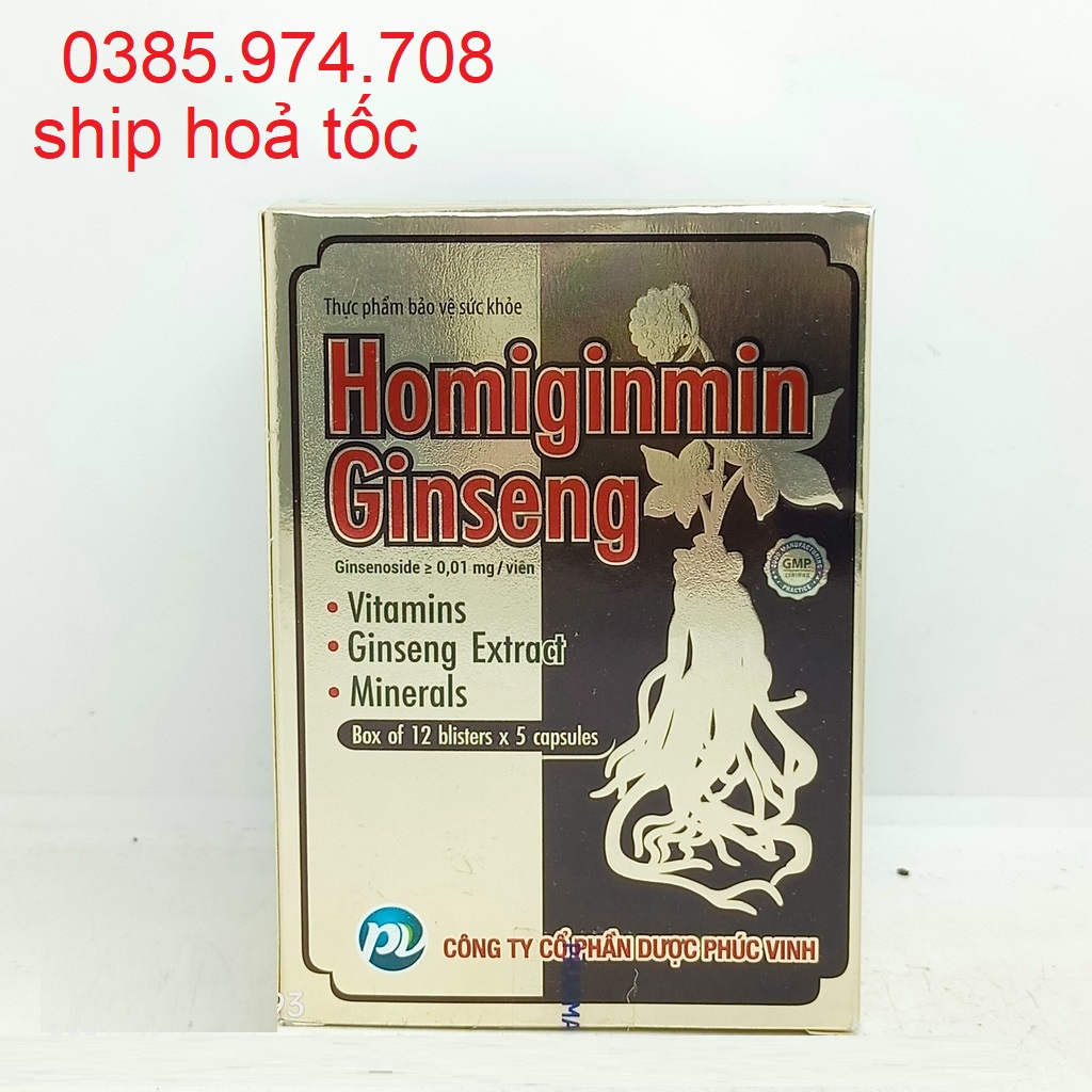 Homiginmin ginseng Phúc Vinh bổ sung vitamin và khoáng chất - Hộp 12 vỉ x 5 viên